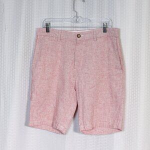 Old Navy Shorts Size 32 Red White Striped Ultimate Slim Flat Front Bermuda